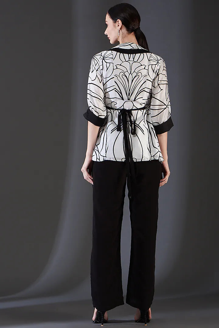 Printed overlapping top. BW