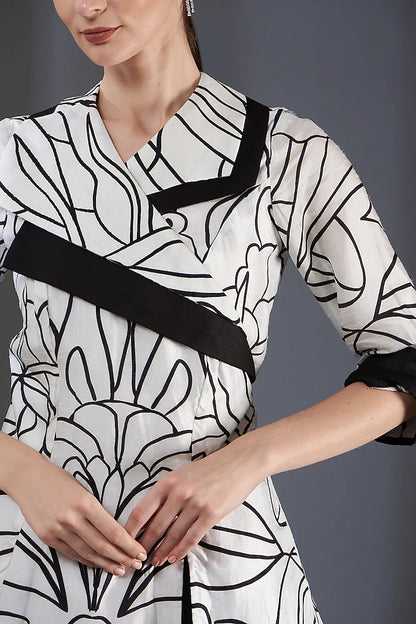 Printed overlapping top. BW
