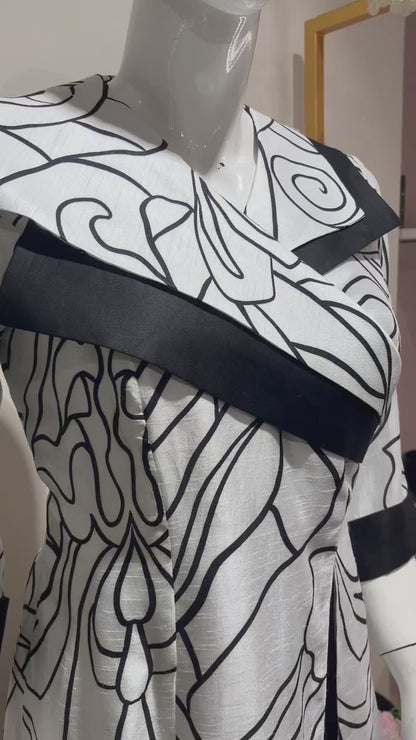 Printed overlapping top. BW