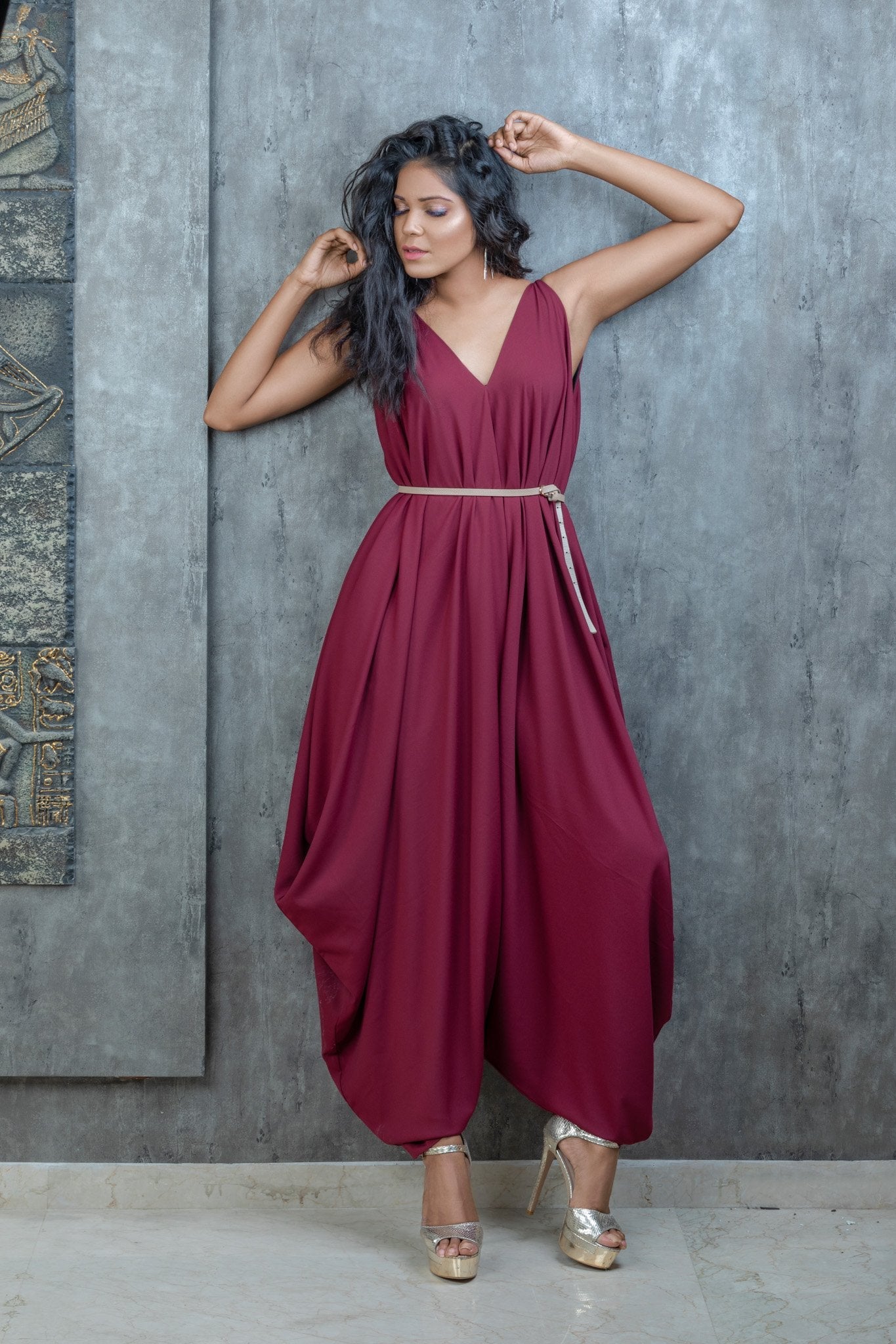 Jumpsuit with drape cowls - Label Manasi