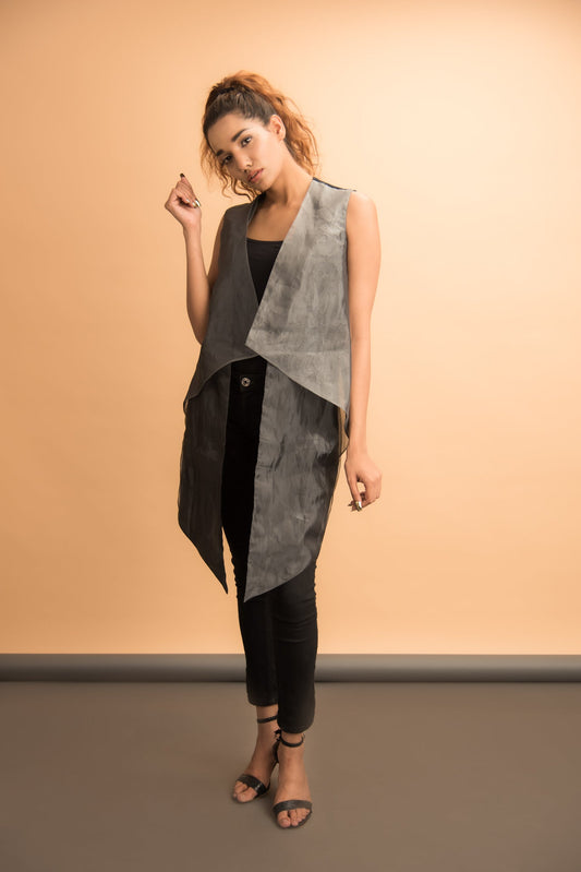 Black and grey Glass tissue Jacket - Label Manasi