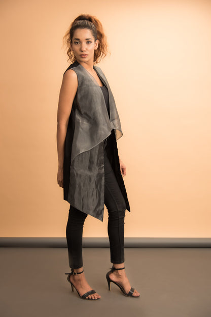 Black and grey Glass tissue Jacket - Label Manasi