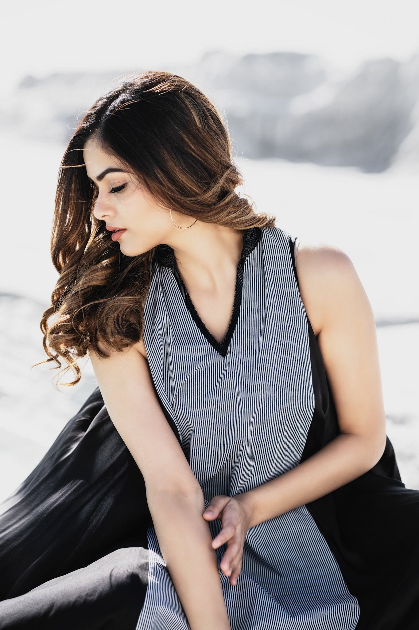Long Tent Dress In Stripes - Label Manasi