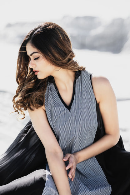 Long Tent Dress In Stripes - Label Manasi