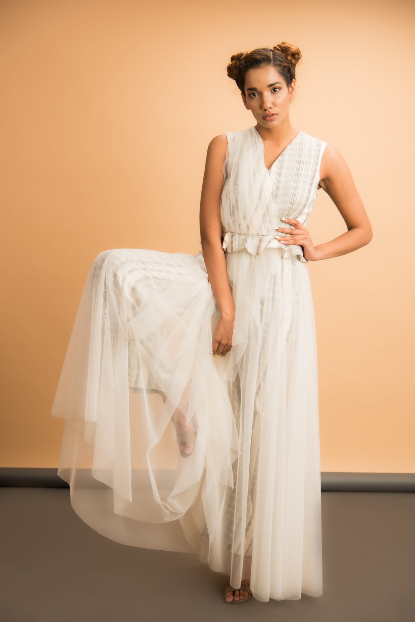 Coordinated pant set with net overlay - Label Manasi