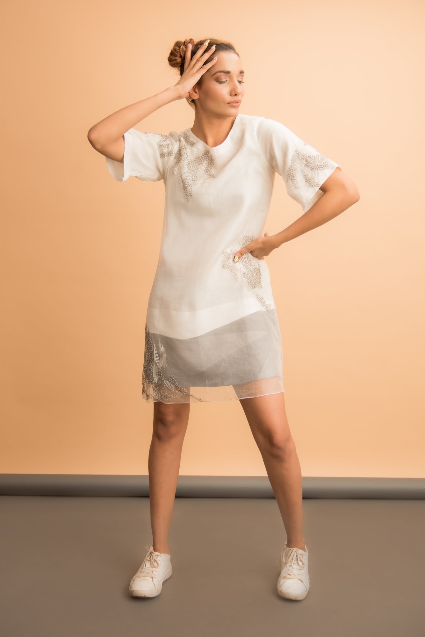 Dot and dash organza shift dress - Label Manasi
