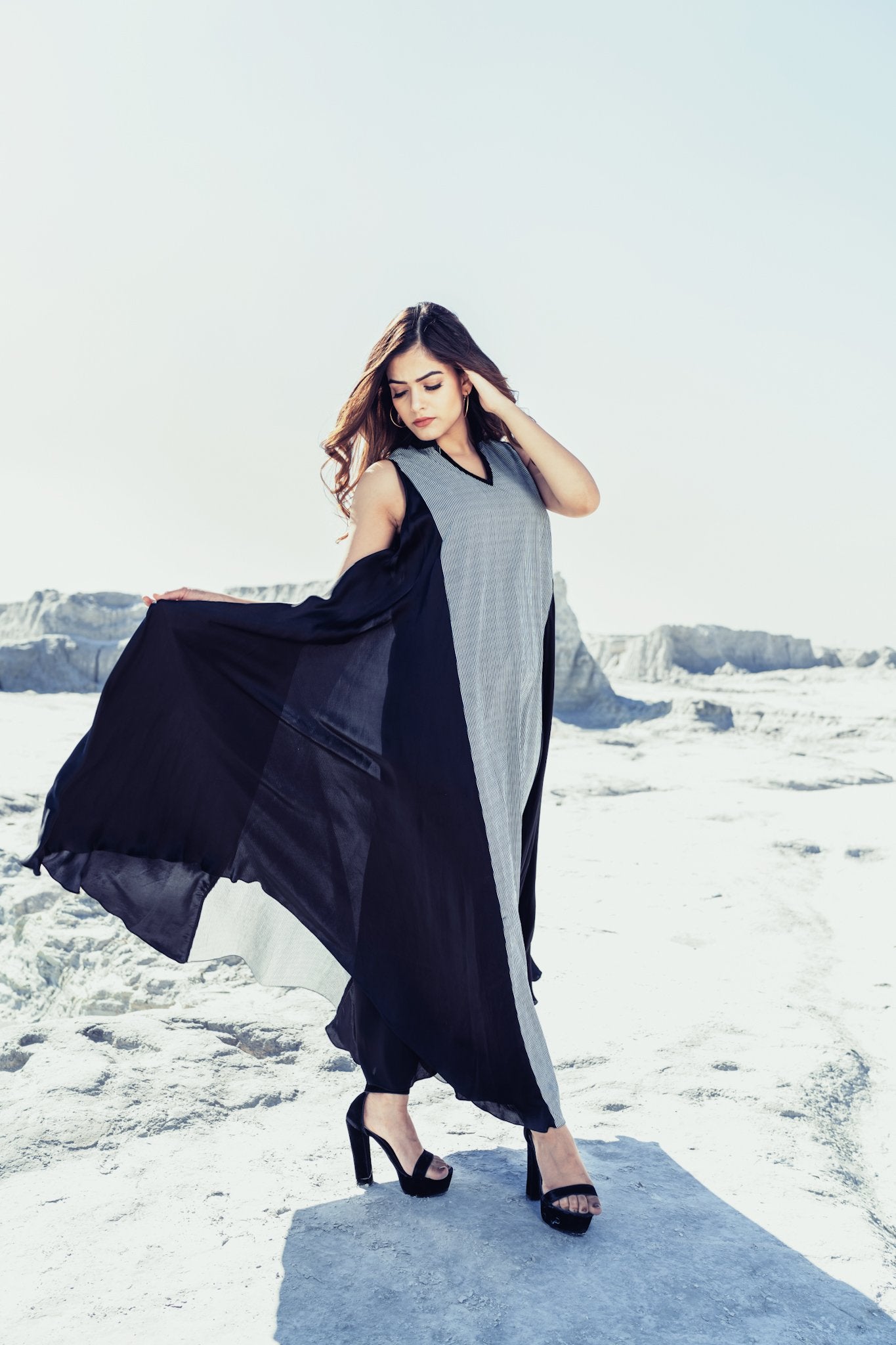 Long Tent Dress In Stripes - Label Manasi