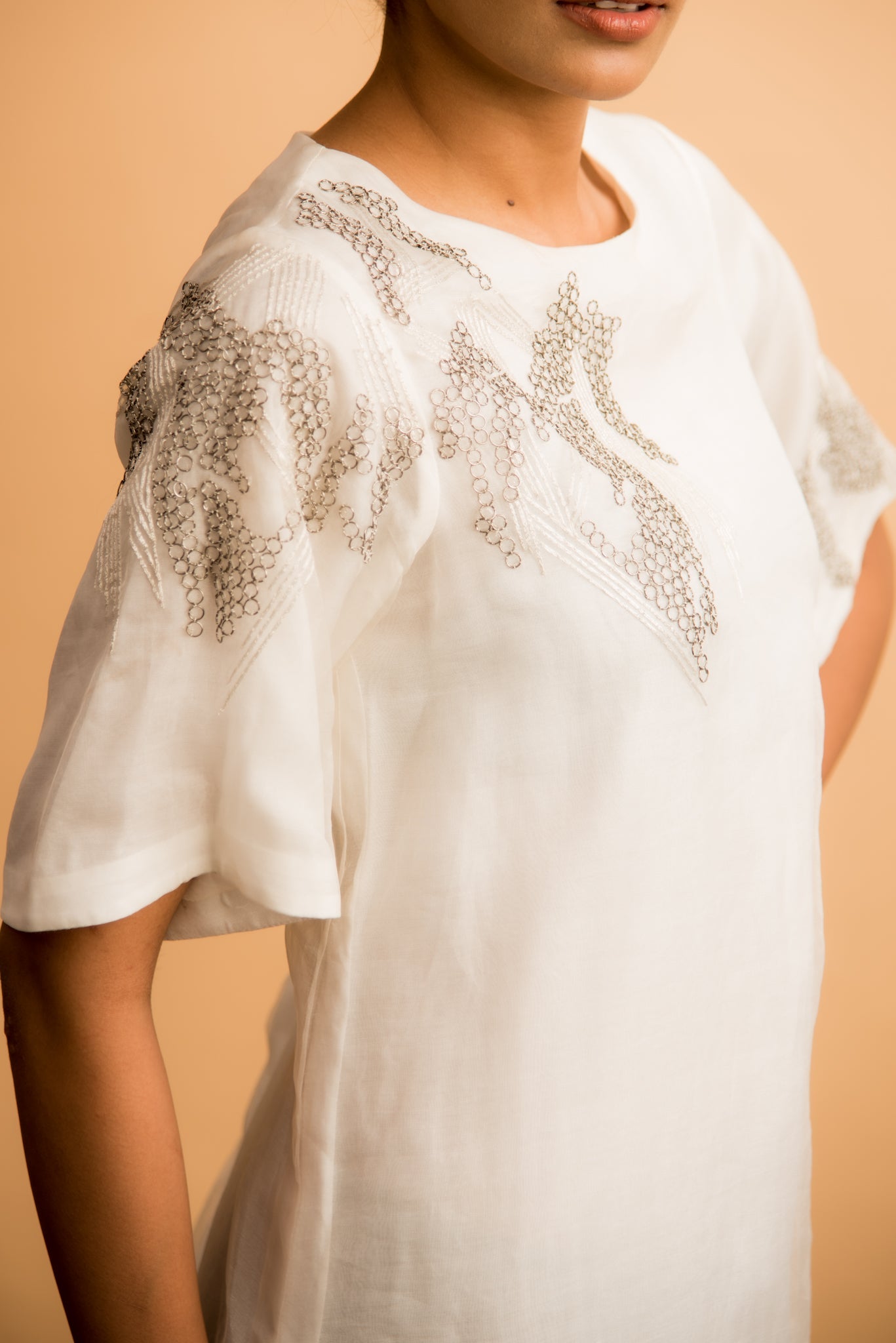 Dot and dash organza shift dress - Label Manasi