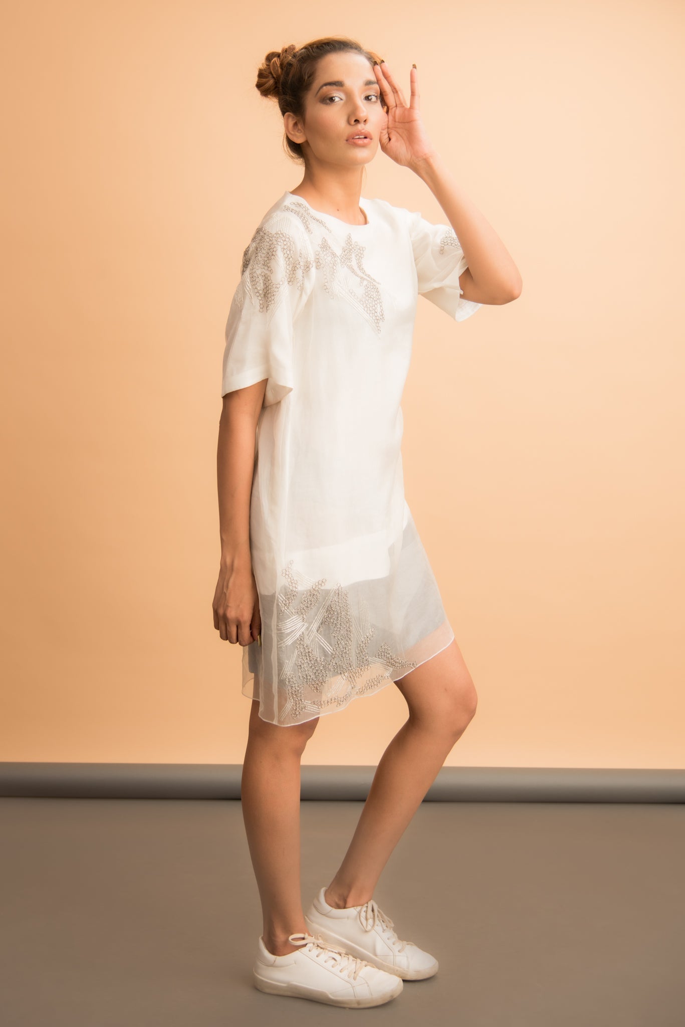 Dot and dash organza shift dress - Label Manasi