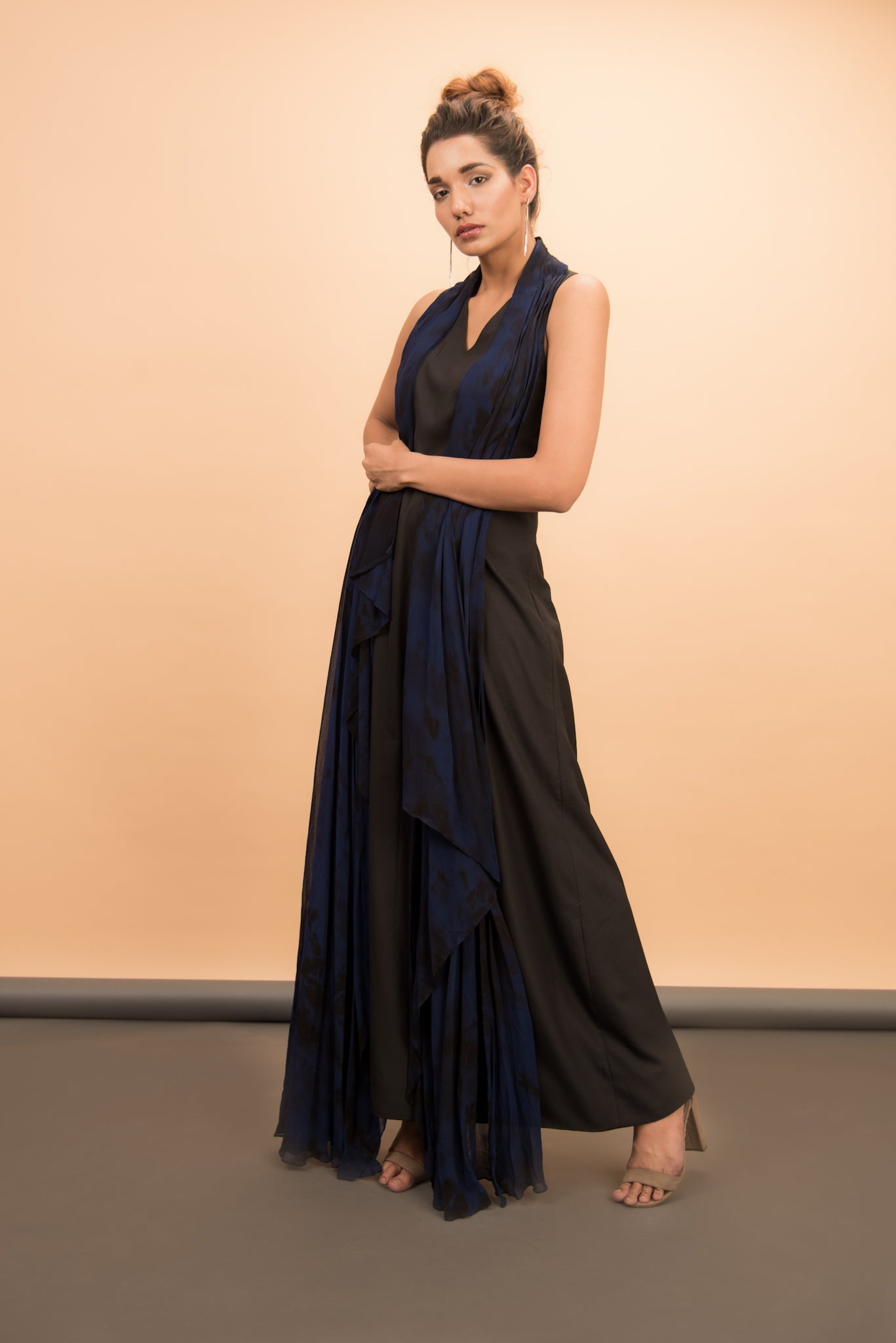Drape maxi dress with waterfall drape - Label Manasi