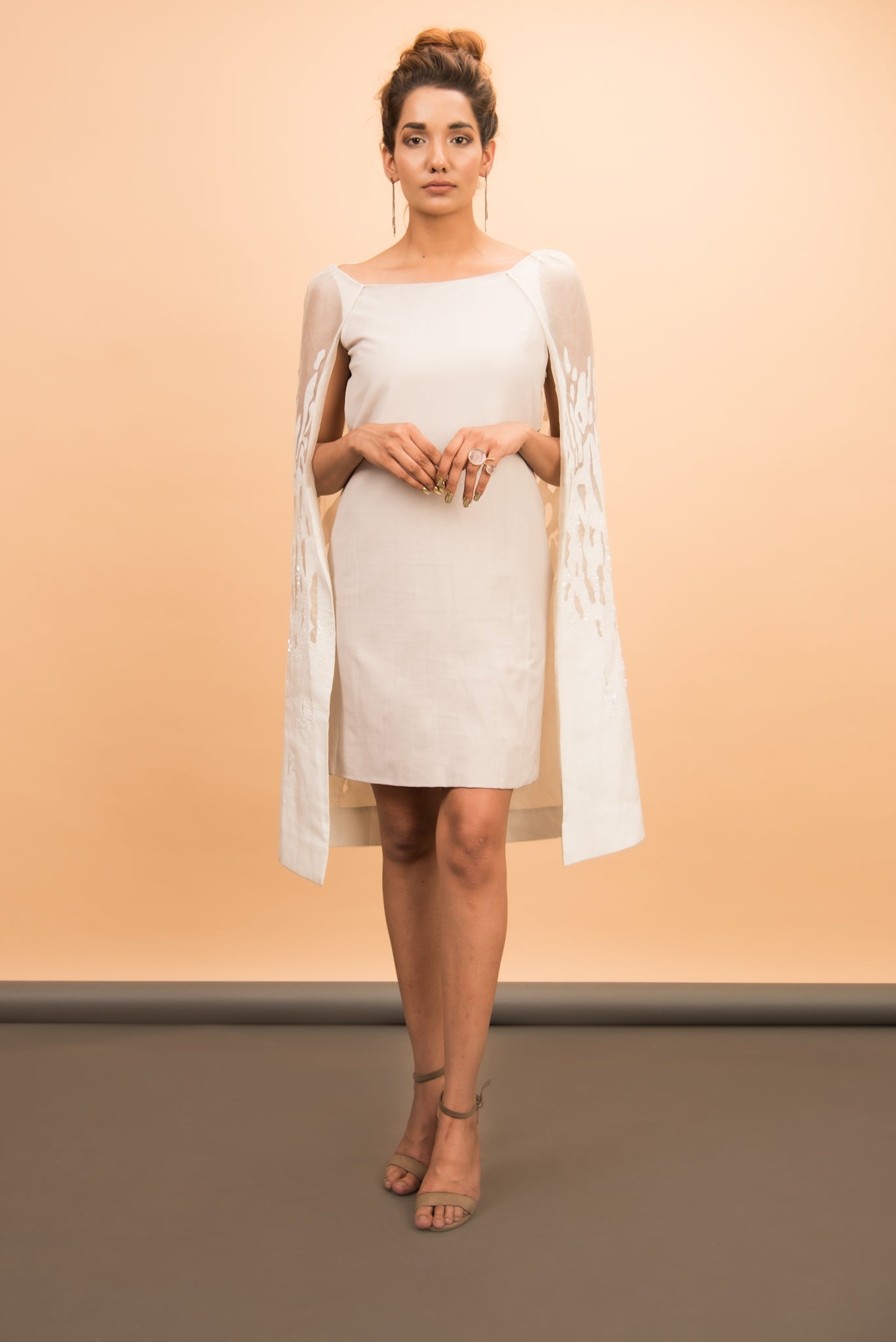 Ivory dress with cape - Label Manasi