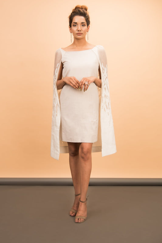 Ivory dress with cape - Label Manasi