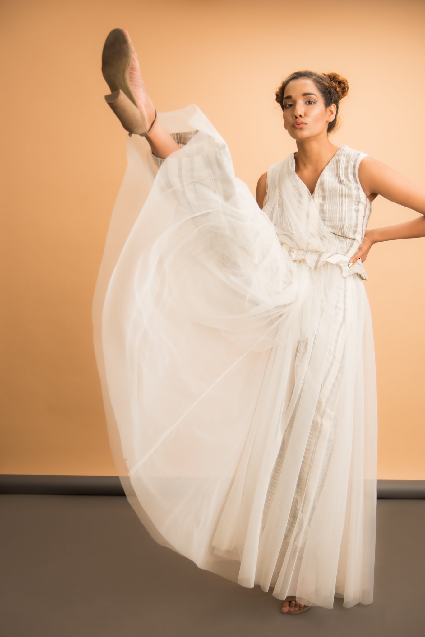 Coordinated pant set with net overlay - Label Manasi