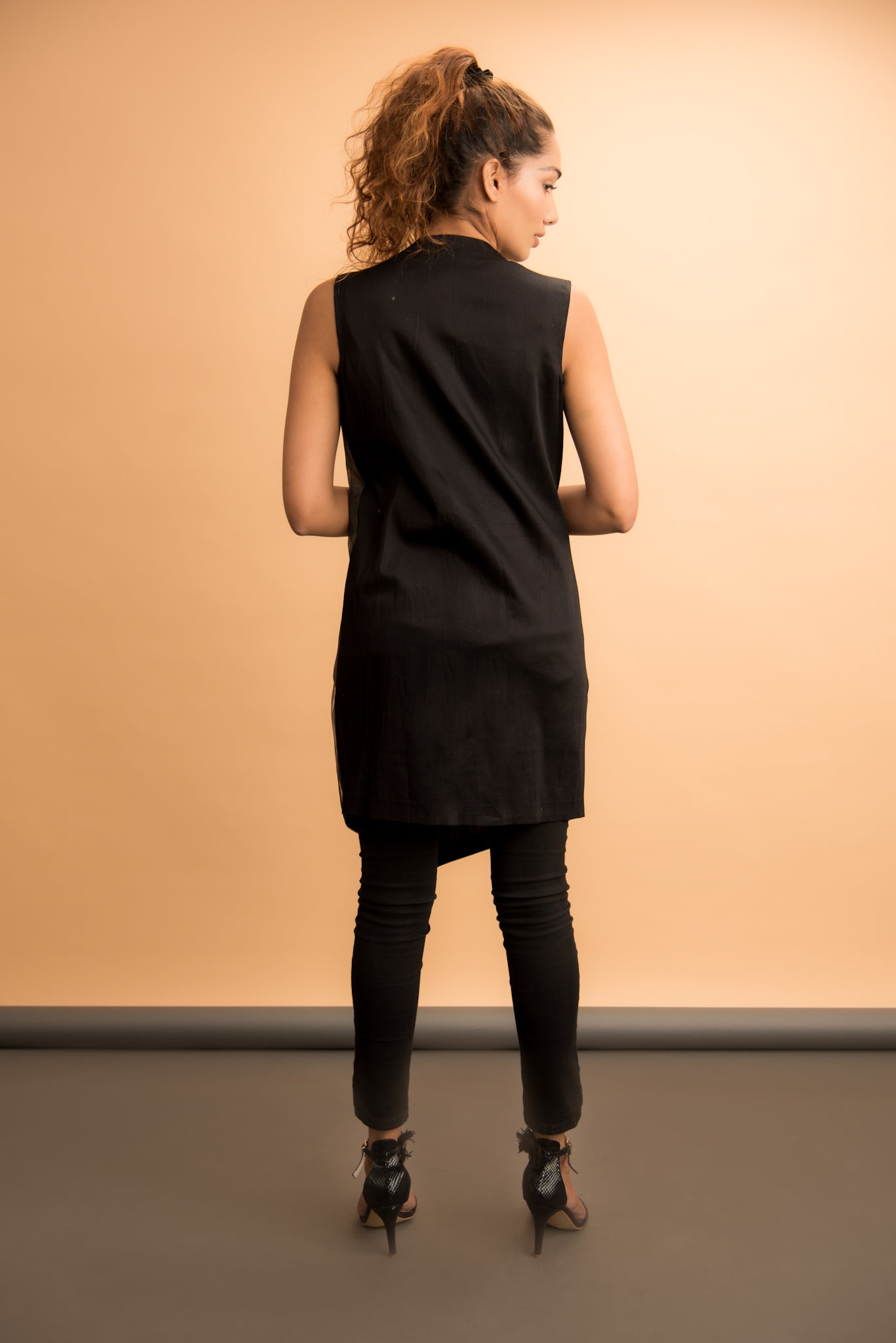 Black and grey Glass tissue Jacket - Label Manasi