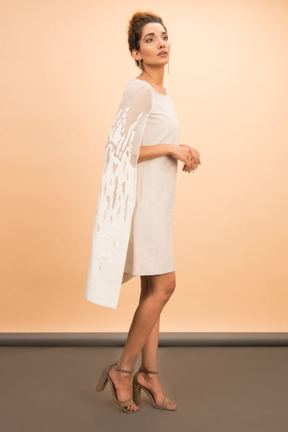 Ivory dress with cape - Label Manasi