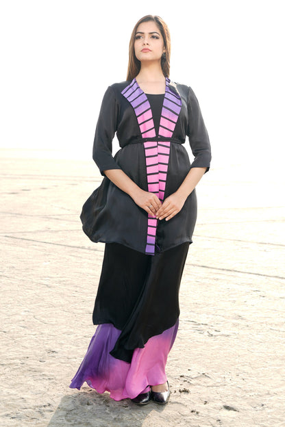 Double layer ombré pants with jacket