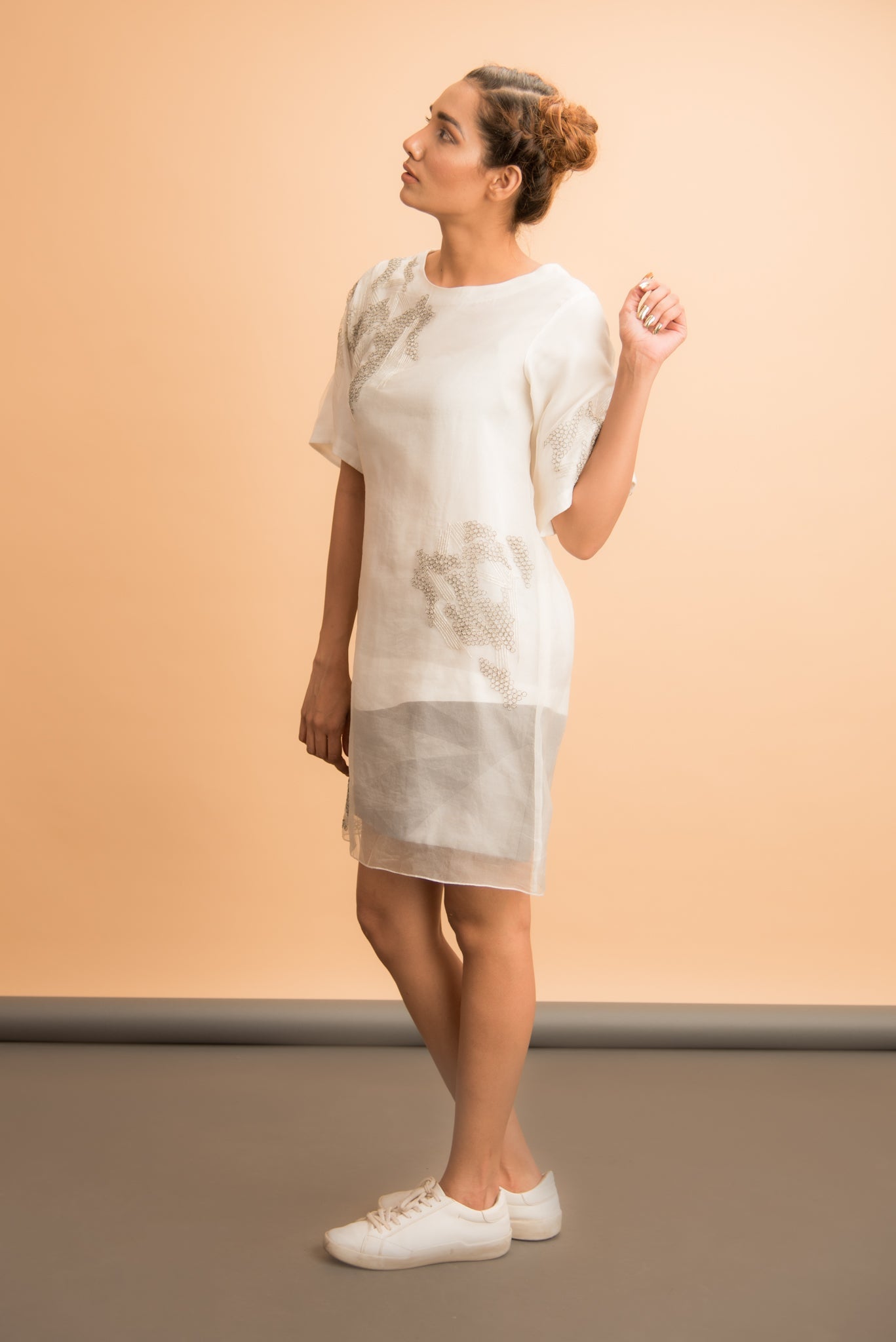 Dot and dash organza shift dress - Label Manasi