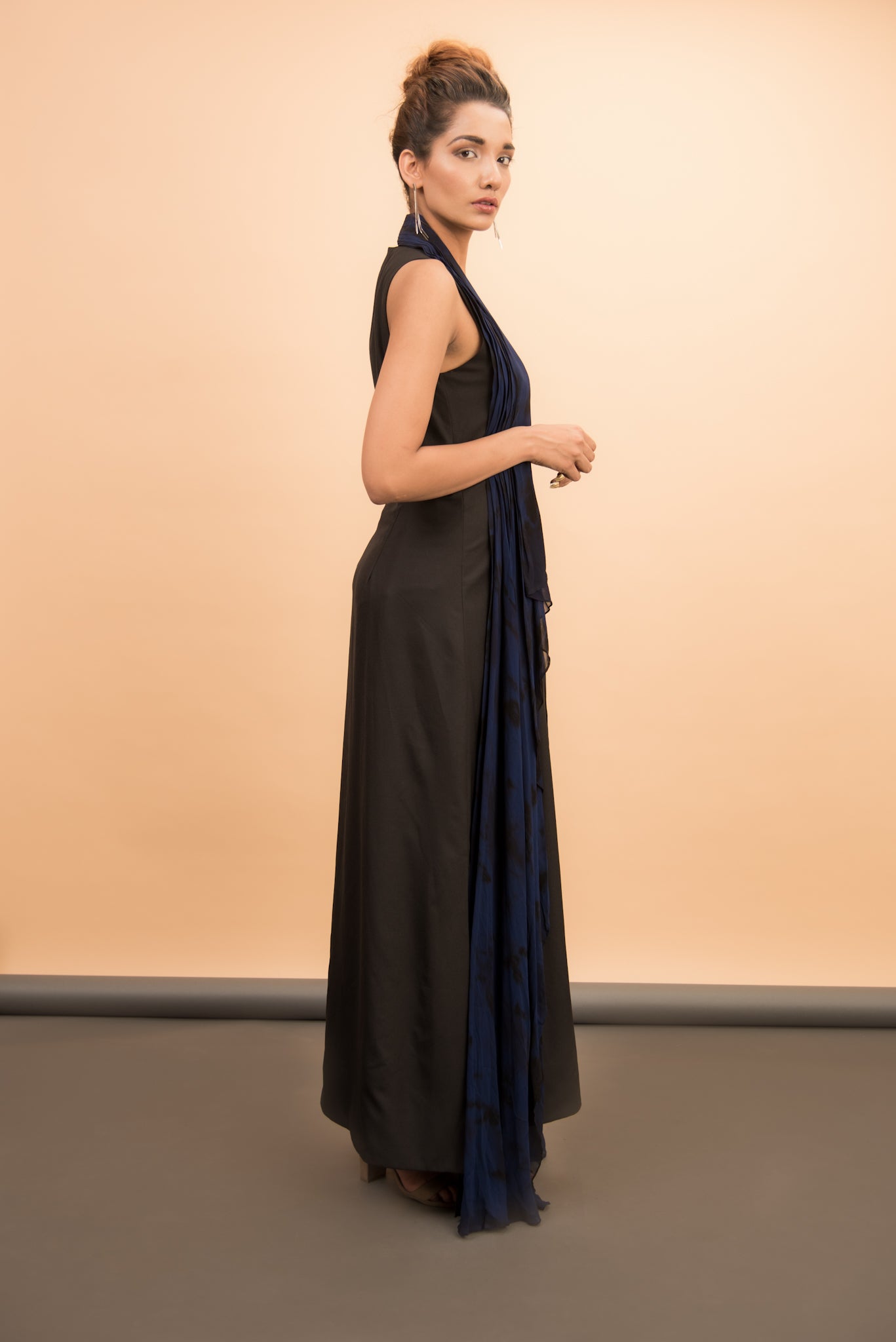 Drape maxi dress with waterfall drape - Label Manasi