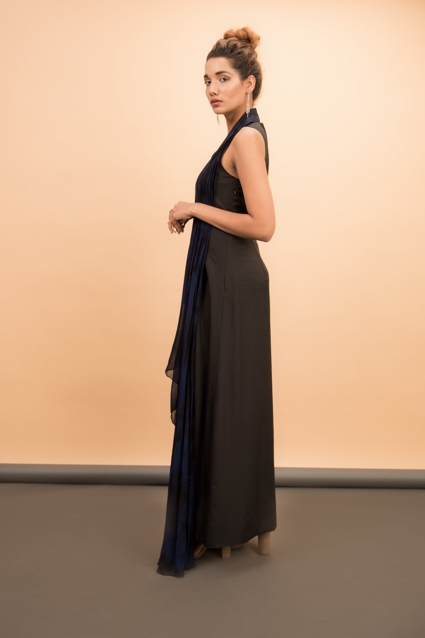 Drape maxi dress with waterfall drape - Label Manasi
