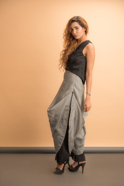 Double layer drape pants with croptop - Label Manasi