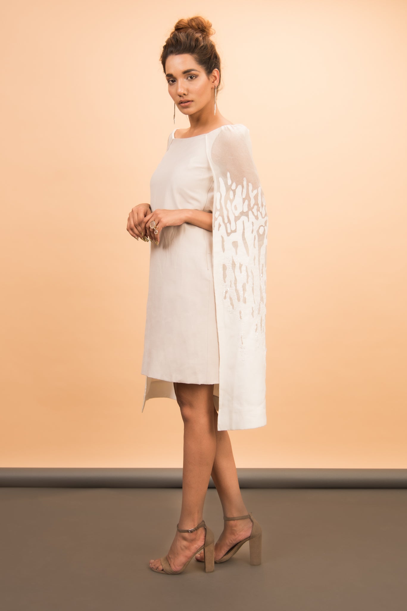 Ivory dress with cape - Label Manasi