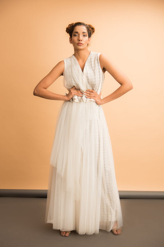 Coordinated pant set with net overlay - Label Manasi