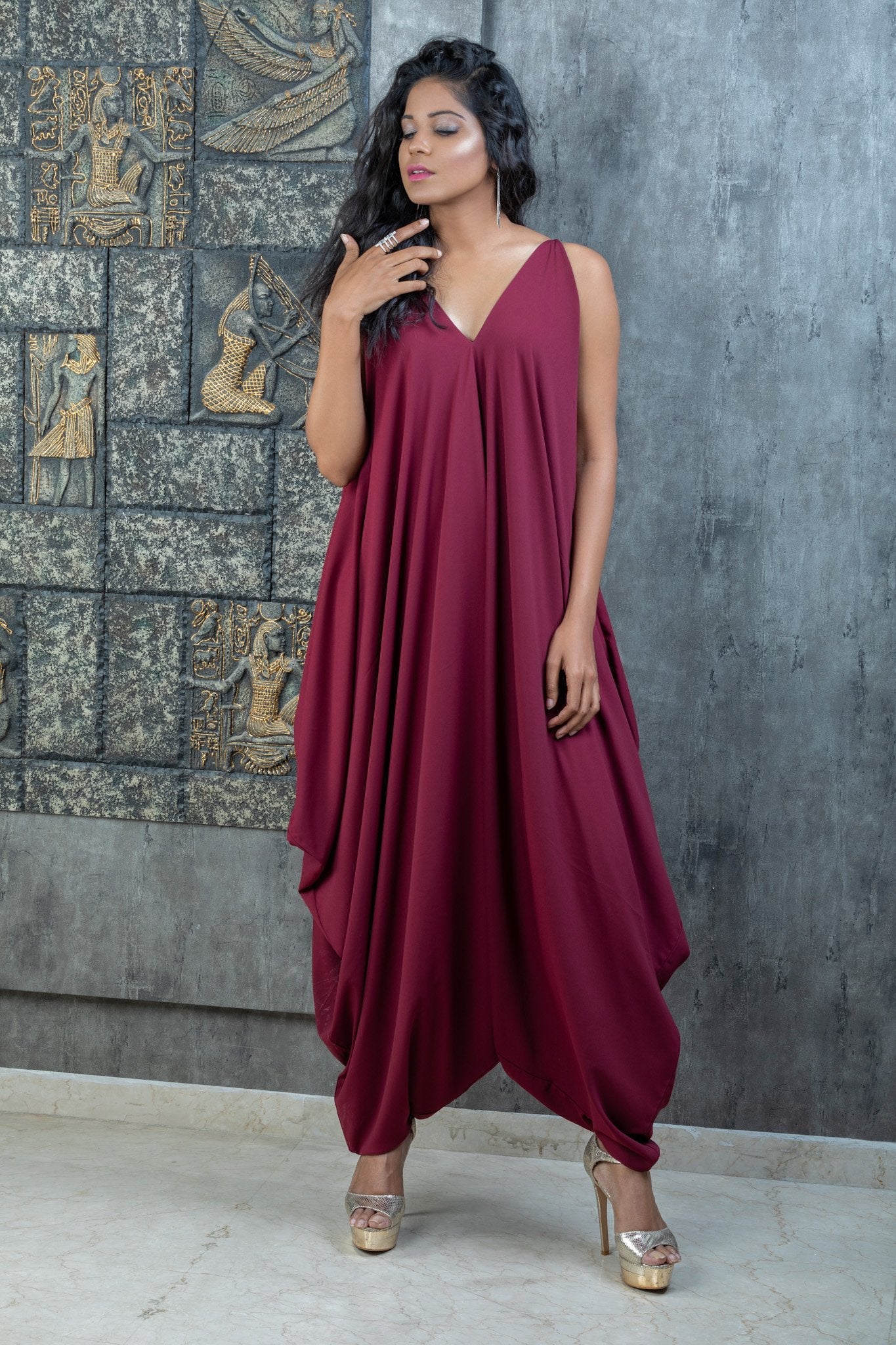 Jumpsuit with drape cowls - Label Manasi